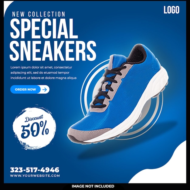 Free PSD shoes sale for social media post or square banner template design