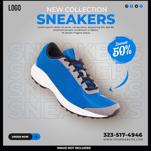 Free PSD shoes sale for social media post or square banner template design