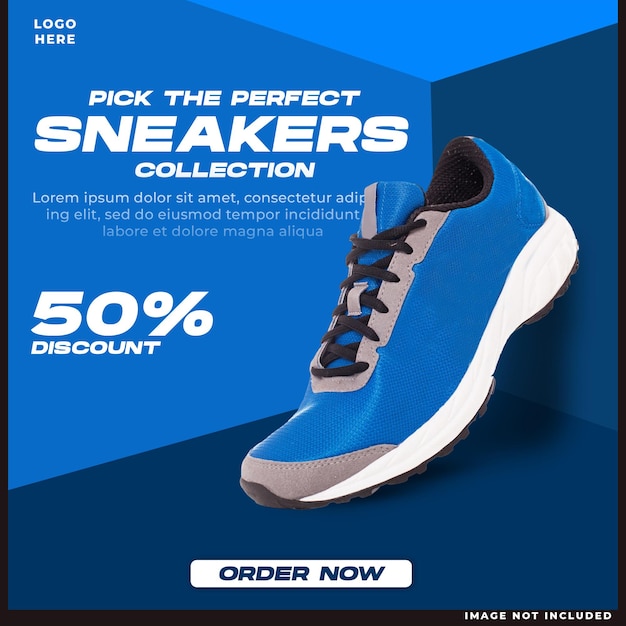 Free PSD shoes social media post or square banner design template