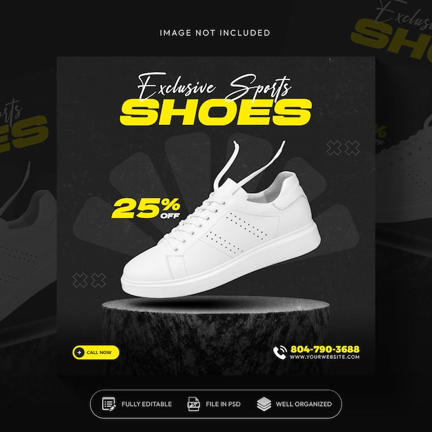 Free PSD shoes social media post or square banner design template