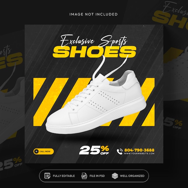 Free PSD shoes social media post or square banner design template