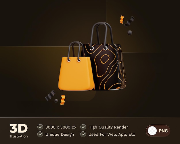 Free PSD shopping bag icon 3d illustration e commerce