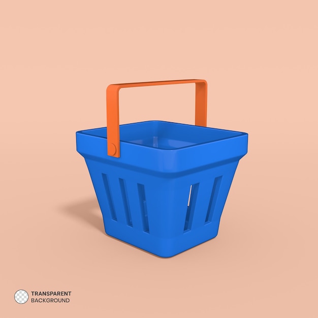 Free PSD shopping basket icon isolated 3d render illustration