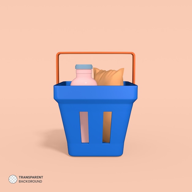 Shopping basket icon isolated 3d render illustration