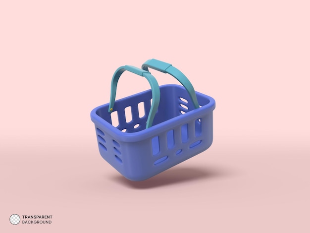 Free PSD shopping basket icon isolated 3d render illustration