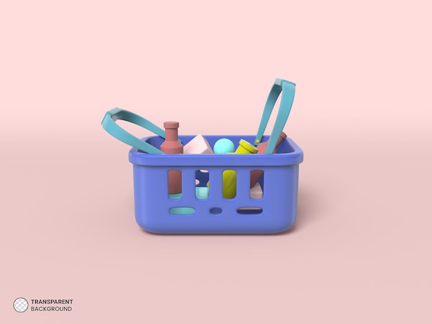 Free PSD shopping basket icon isolated 3d render illustration