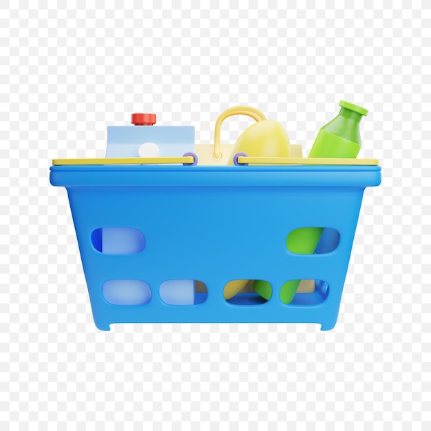 Shopping basket isolated icon 3d render illustration