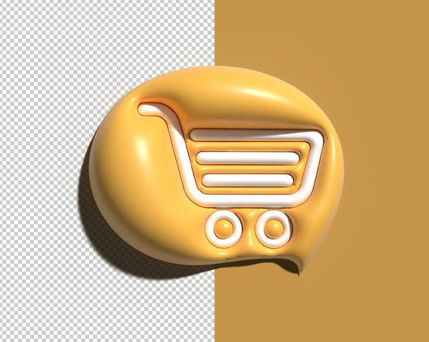 Shopping Cart 3D Render Icon Design Transparent Psd File.