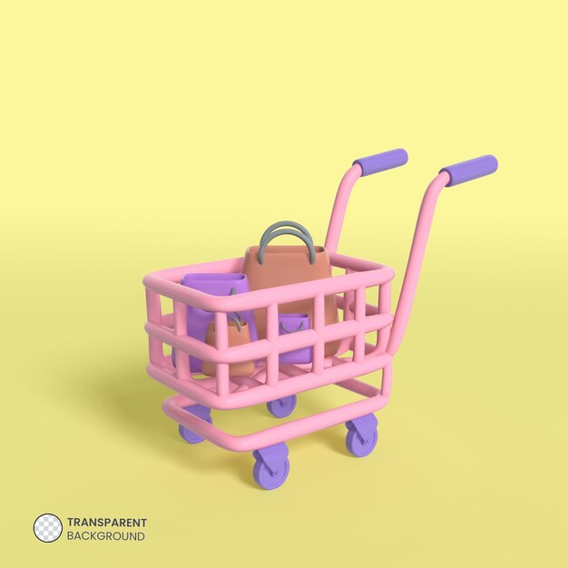 Shopping Cart Icon Isolated 3d render Ilustration