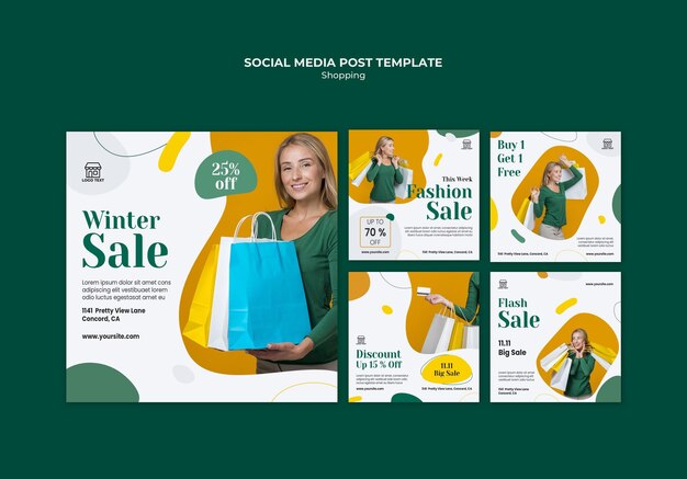 Shopping sale social media post template