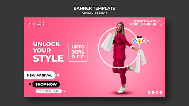 Shopping woman banner template