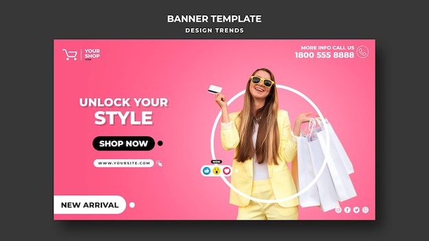 Shopping woman template banner