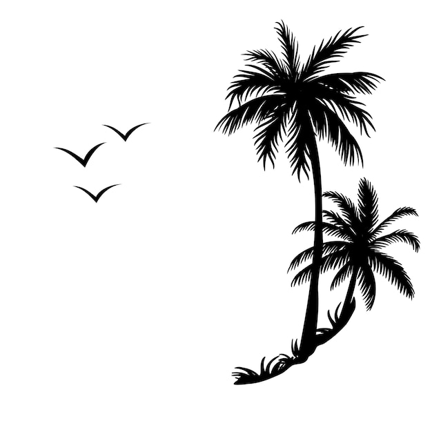 Free PSD silhouettes palm tree illustration