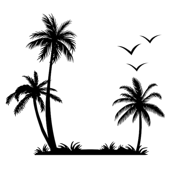 Free PSD silhouettes palm tree illustration