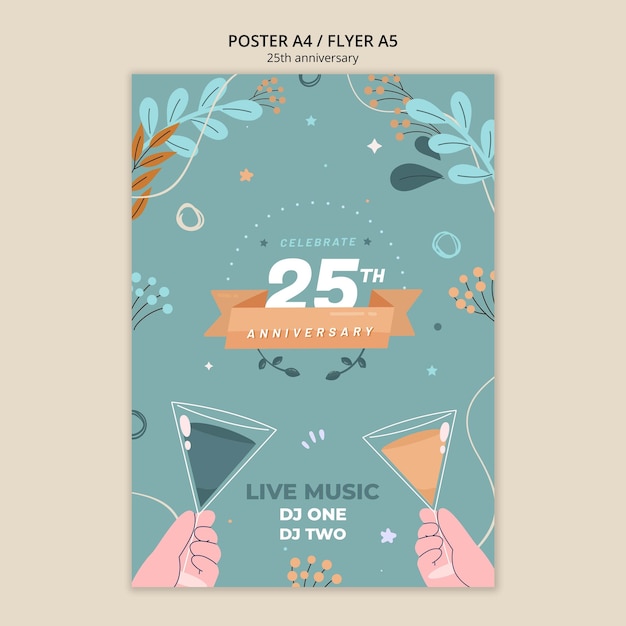 Free PSD silver anniversary poster template