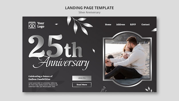 Free PSD silver anniversary template design