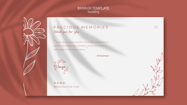 Simple and elegant horizontal banner template for wedding