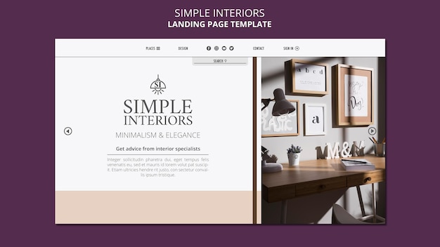 Simple interiors landing page template