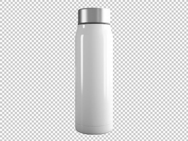 Free PSD simple white termic bottle isolated on transparent background