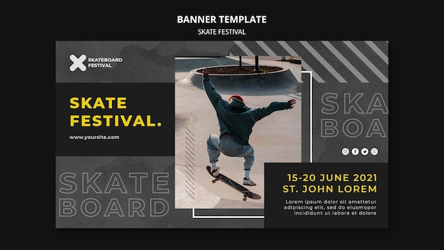 Free PSD skate festival banner template