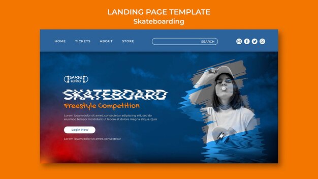 Skateboard competition landing page template