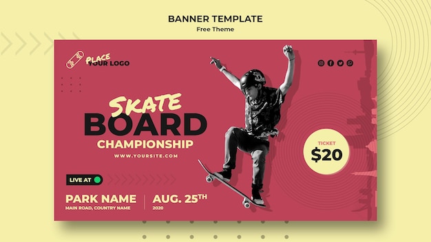 Free PSD skateboard concept banner template