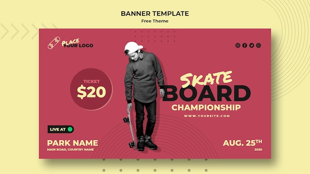 Free PSD skateboard concept banner template