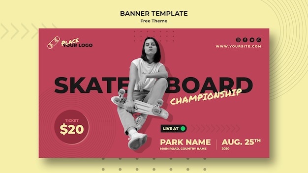 Free PSD skateboard concept banner template