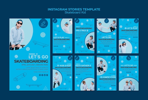 Free PSD skateboarder instagram stories template