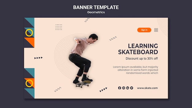 Free PSD skateboarding horizontal banner template