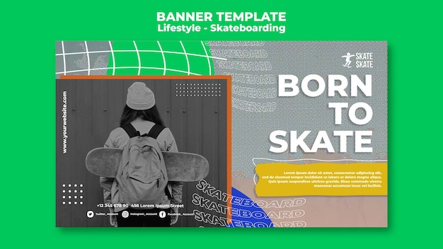 Free PSD skateboarding lifestyle banner template