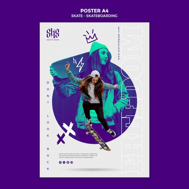 Free PSD skateboarding lifestyle poster template