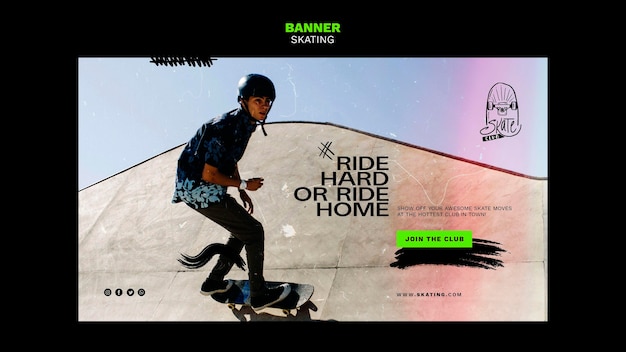 Free PSD skating ad banner template