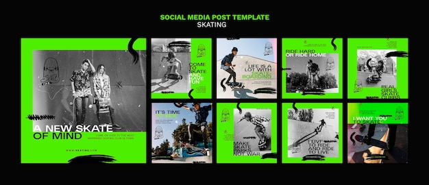 Free PSD skating ad instagram posts template