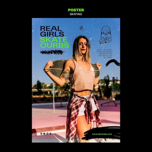 Free PSD skating ad poster template