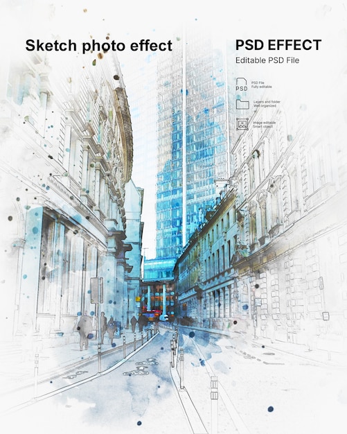 Free PSD sketch photo effect