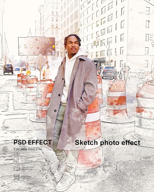 Free PSD sketch photo effect