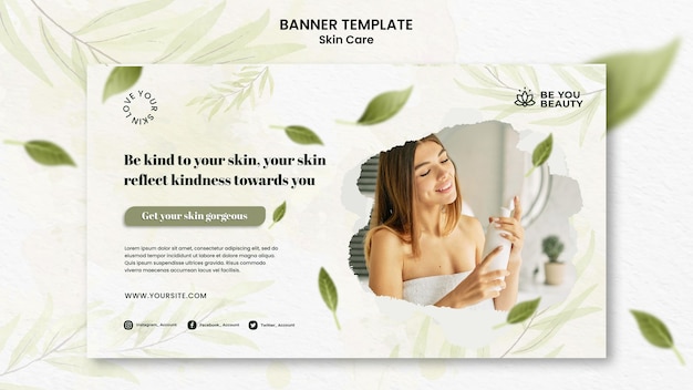 Skin care horizontal banner template