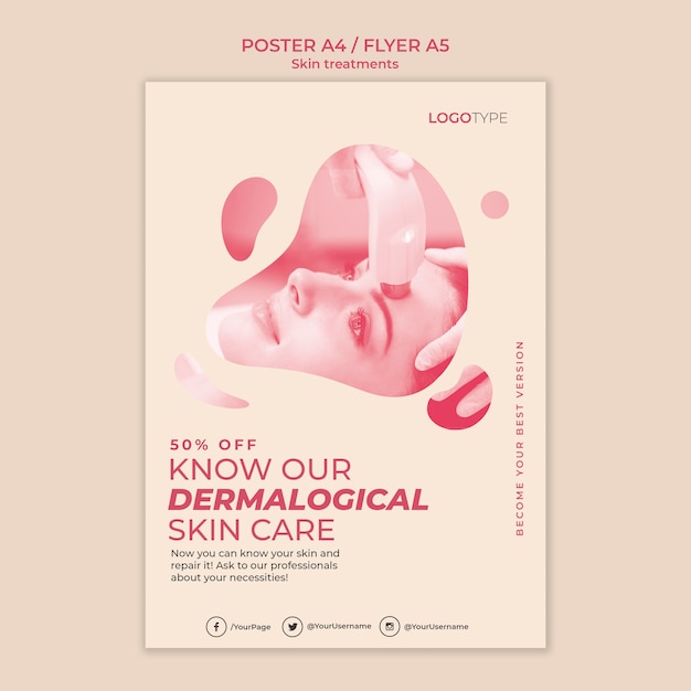 Skin treatment concept flyer template