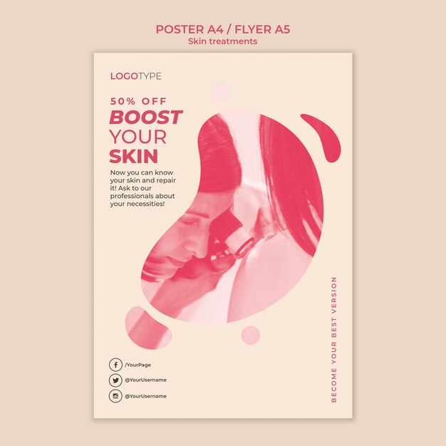 Skin treatment concept poster template