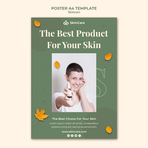 Free PSD skincare poster template with photo