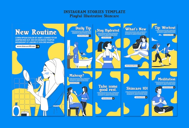 Free PSD skincare routine instagram stories template