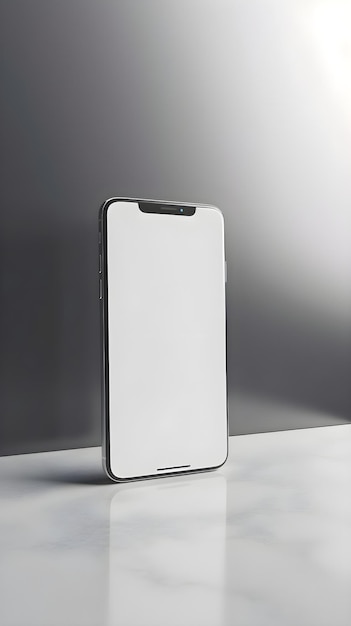 Free PSD smartphone mockup with blank screen on gray background 3d render