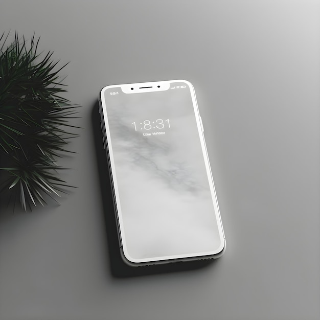 Free PSD smartphone mockup with blank screen isolated on grey background 3d rendering