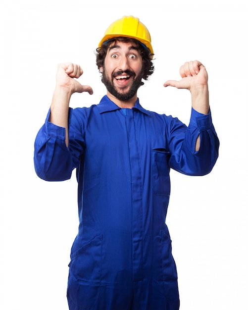 Smiling worker with a helmet