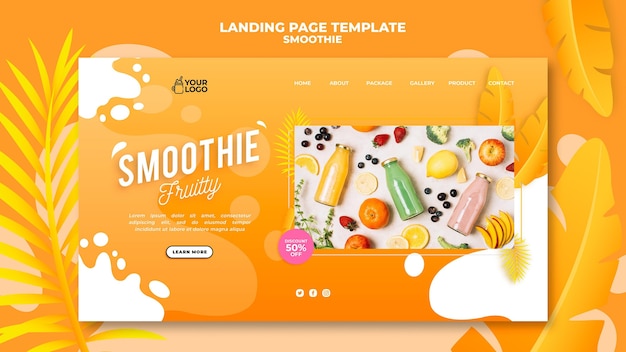 Free PSD smoothie landing page theme