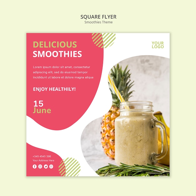 Free PSD smoothies theme square flyer template