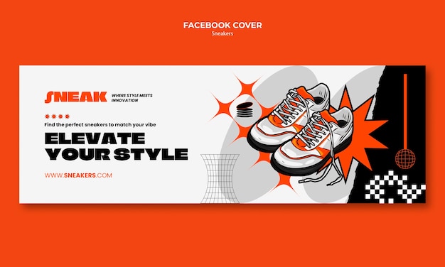 Sneakers facebook cover template design