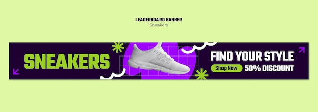 Free PSD sneakers leaderboard  banner template design