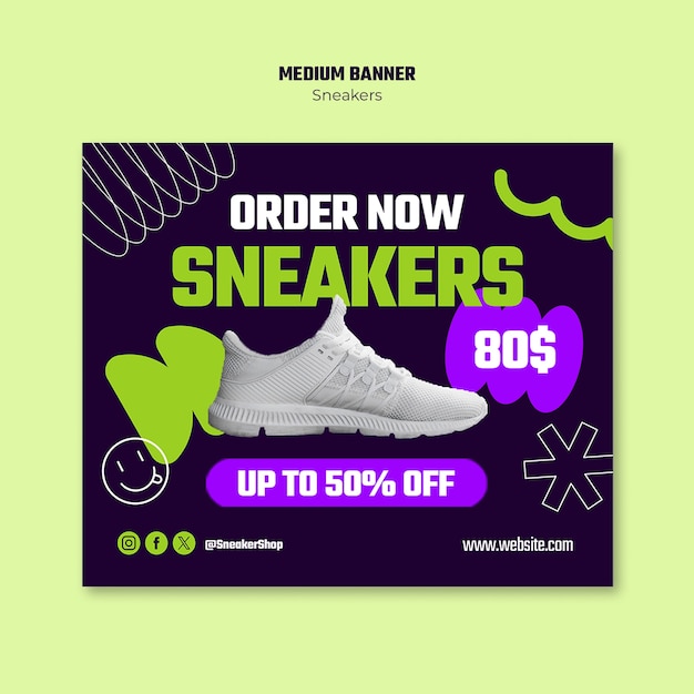 Free PSD sneakers medium banner template design